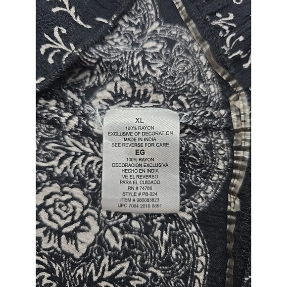 Women’s XL Boho Black Floral Peplum Tank Top Festival Cottagecore Rayon - Picture 7 of 8